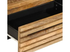 Aparador 2 pzas madera maciza de mango rugosa 60x34x75 cm