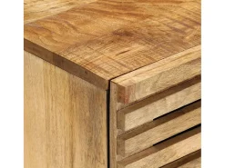 Aparador 2 pzas madera maciza de mango rugosa 60x34x75 cm