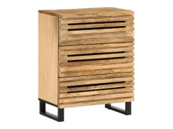 Aparador 2 pzas madera maciza de mango rugosa 60x34x75 cm