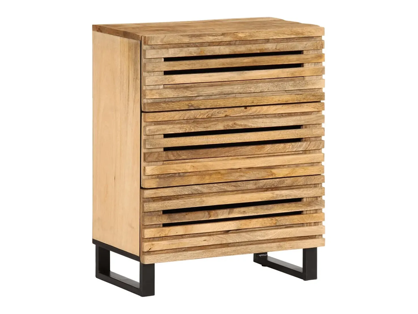 Aparador 2 pzas madera maciza de mango rugosa 60x34x75 cm