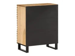 Aparador 2 pzas madera maciza de mango rugosa 60x34x75 cm