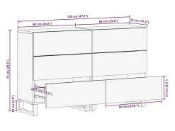 Aparador 2 pzas madera maciza de mango rugosa 60x34x75 cm