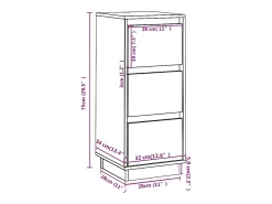 Aparador 2 uds madera maciza de pino blanco 32x34x75 cm