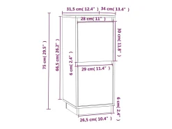 Aparador 2 uds madera maciza de pino marrón miel 31,5x34x75 cm