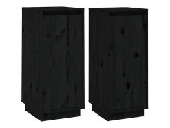 Aparador 2 uds madera maciza de pino negro 31,5x34x75 cm ES89099