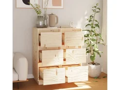 Aparador 2 unidades madera maciza de pino 32x34x75 cm