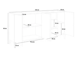 Aparador 160 x 40 cm 3 puertas 3 cajones cocina vestíbulo Rebecca Wood