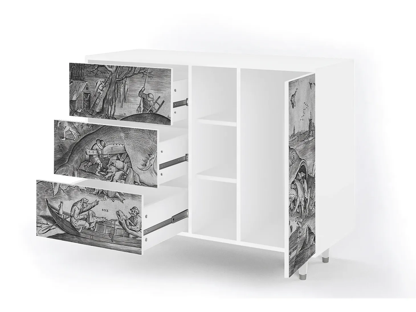 Aparador - 125x98x48 cm - BS2 - Big Fish Eat Little, Blanco