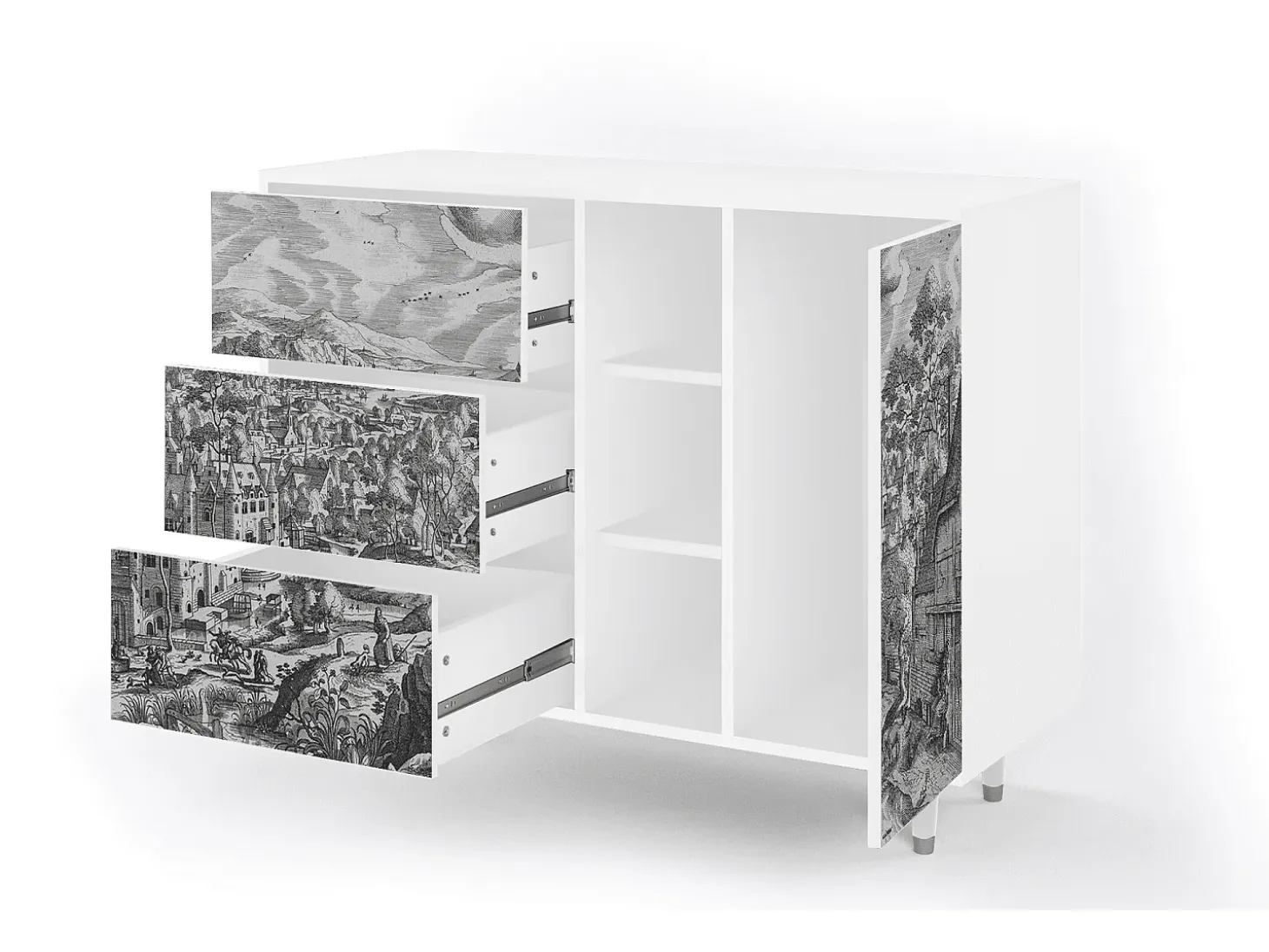 Aparador - 125x98x48 cm - BS2 - Bird Dropping, Blanco