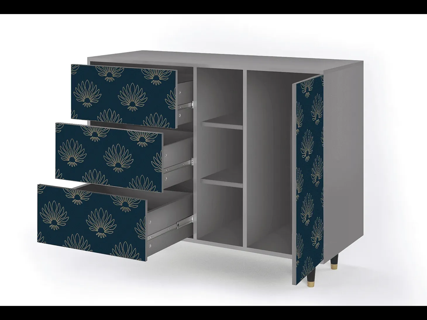 Aparador - 125x98x48 cm - BS2 - Blue Lotus, Gris