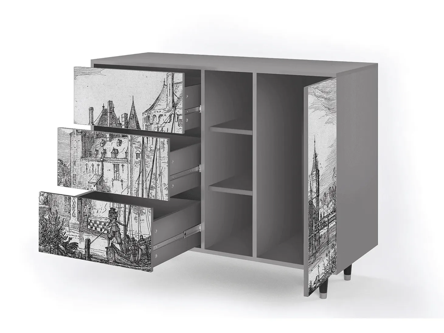 Aparador - 125x98x48 cm - BS2 - Castle by Breugel, Gris