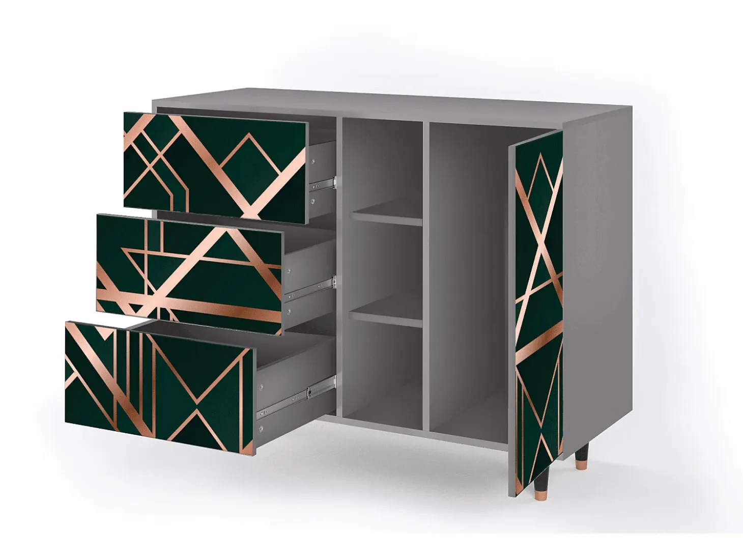 Aparador - 125x98x48 cm - BS2 - Emerald Gatsby, Gris