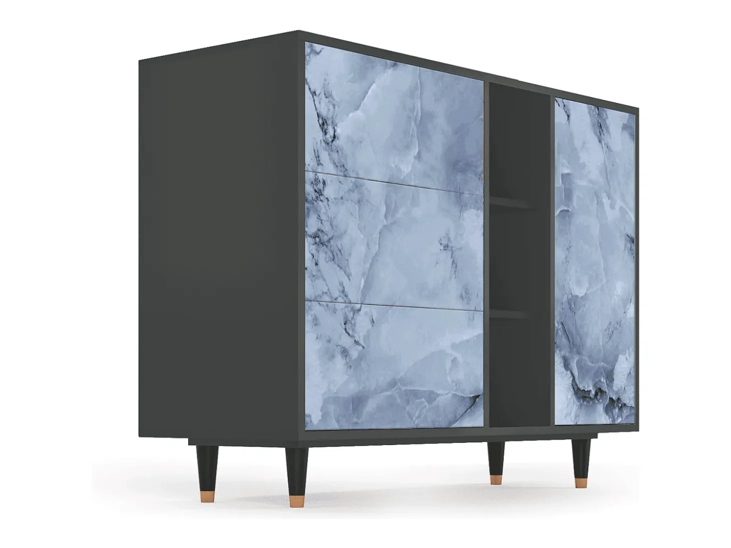 Aparador - 125x98x48 cm - BS2 - Feather Ice, Antracita