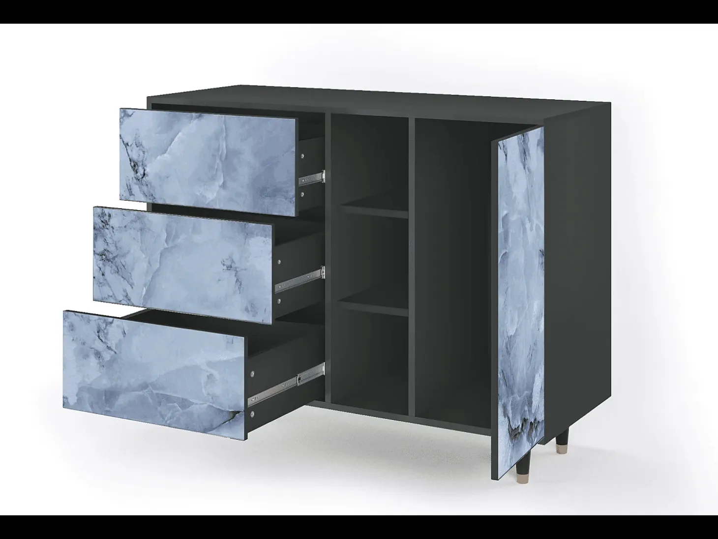 Aparador - 125x98x48 cm - BS2 - Feather Ice, Antracita