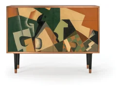 Aparador - 115x85x48 cm - BS4 - Glass and Checkerboard, Nogal