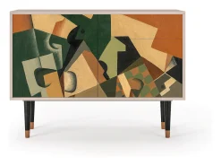 Aparador - 115x85x48 cm - BS4 - Glass and Checkerboard, Latte