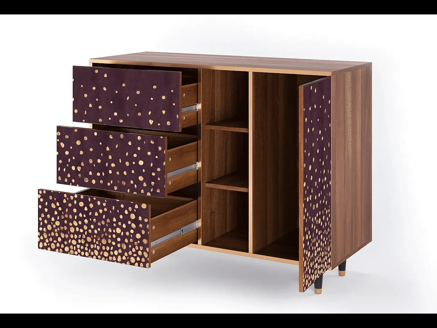 Aparador - 125x98x48 cm - BS2 - Glowworms, Nogal