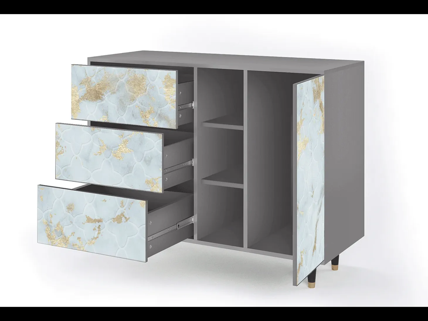 Aparador - 125x98x48 cm - BS2 - Golden Waves, Gris