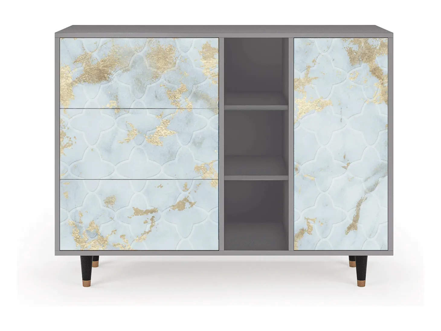 Aparador - 125x98x48 cm - BS2 - Golden Waves, Gris