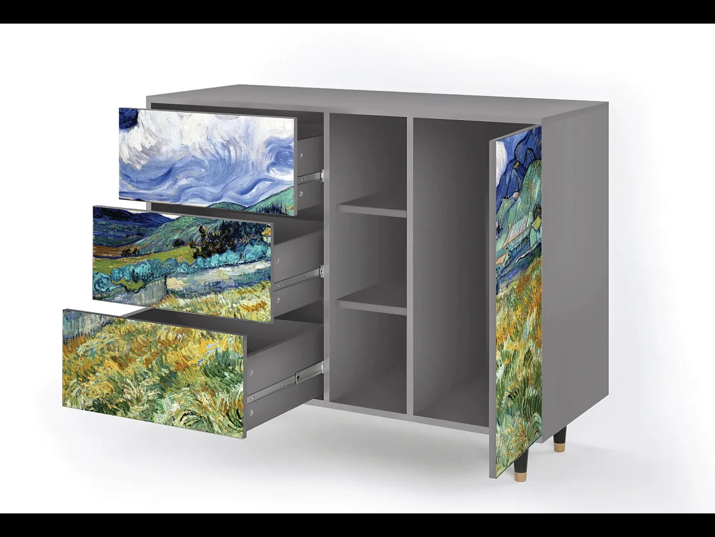 Aparador - 125x98x48 cm - BS2 - Landscape, Gris