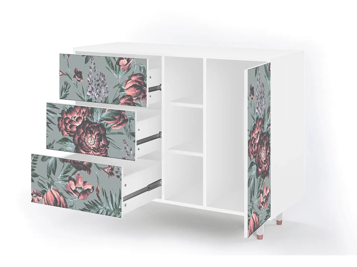 Aparador - 125x98x48 cm - BS2 - Light Peonies, Blanco