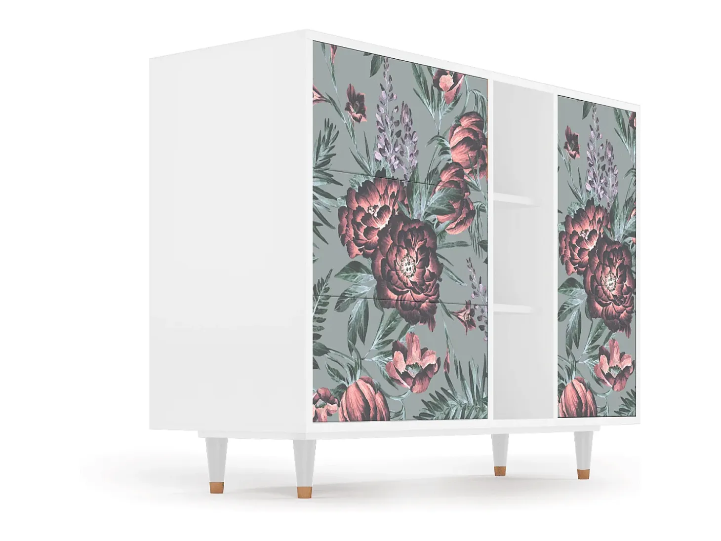 Aparador - 125x98x48 cm - BS2 - Light Peonies, Blanco