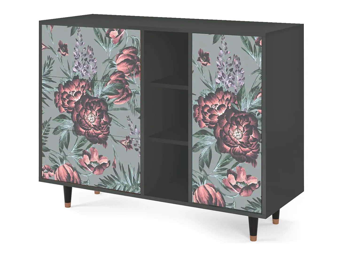 Aparador - 125x98x48 cm - BS2 - Light Peonies, Antracita