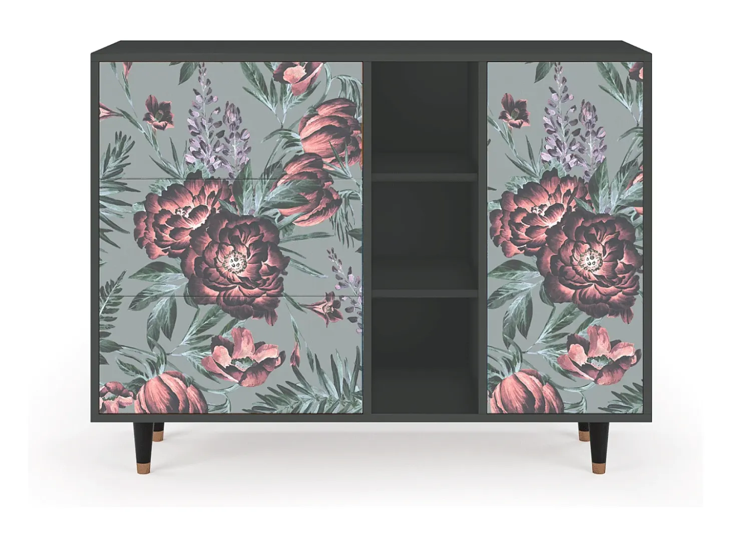 Aparador - 125x98x48 cm - BS2 - Light Peonies, Antracita