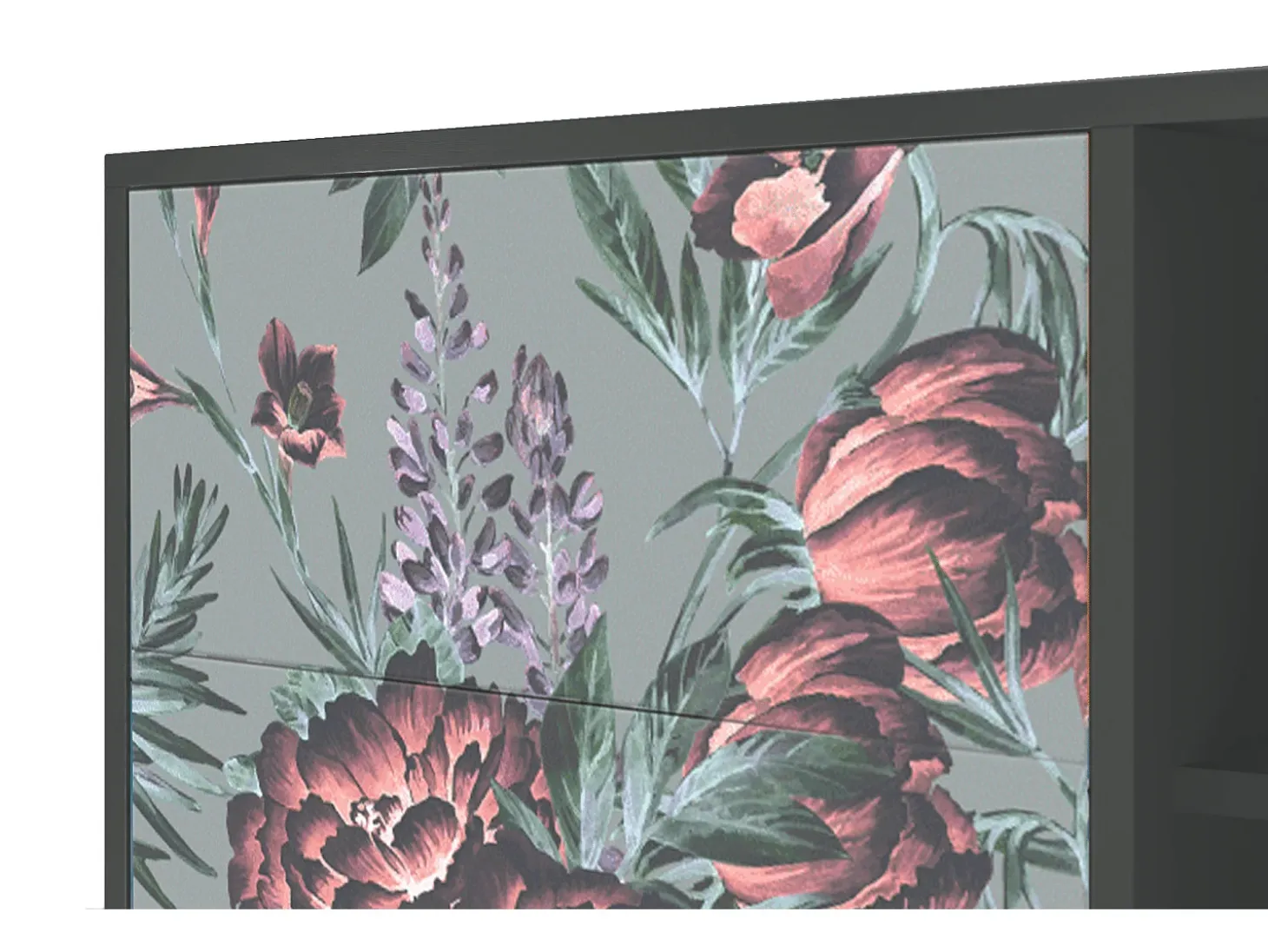 Aparador - 125x98x48 cm - BS2 - Light Peonies, Antracita