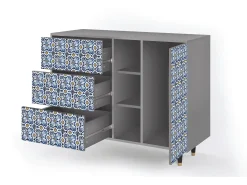 Aparador - 125x98x48 cm - BS2 - Lovely Cornflowers, Gris