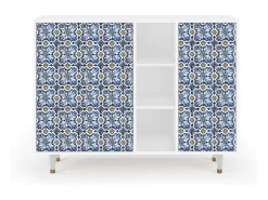 Aparador - 125x98x48 cm - BS2 - Lovely Cornflowers, Blanco