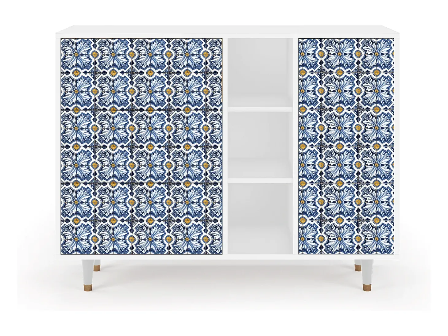 Aparador - 125x98x48 cm - BS2 - Lovely Cornflowers, Blanco