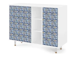 Aparador - 125x98x48 cm - BS2 - Lovely Cornflowers, Blanco