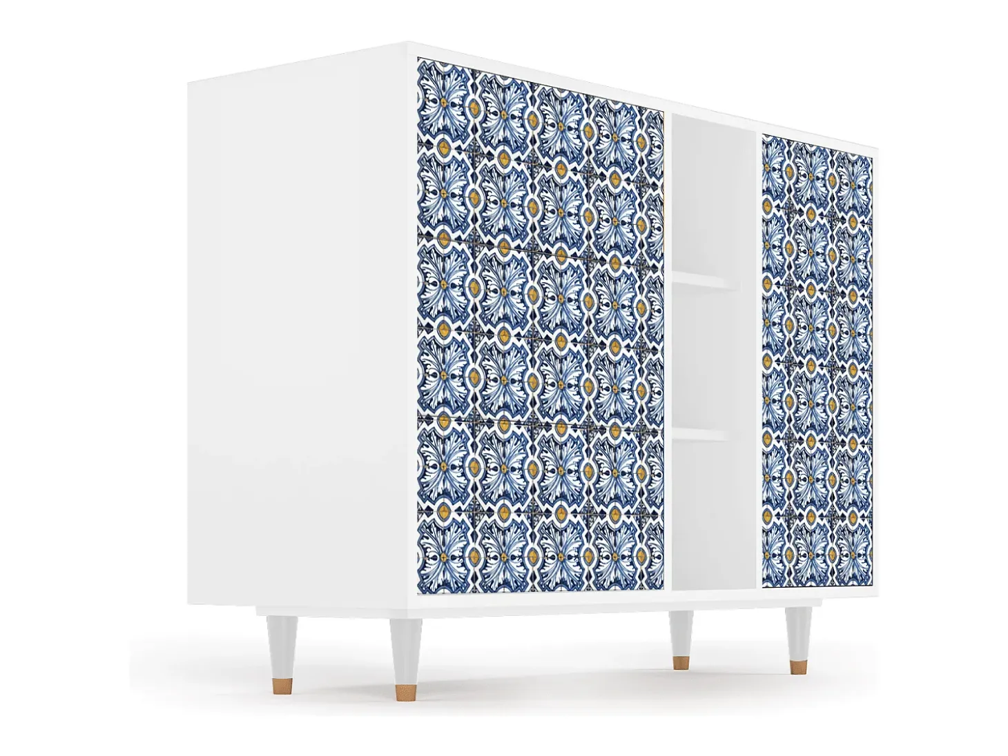 Aparador - 125x98x48 cm - BS2 - Lovely Cornflowers, Blanco