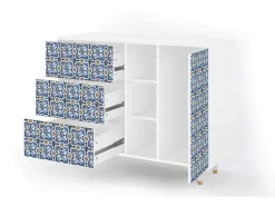 Aparador - 125x98x48 cm - BS2 - Lovely Cornflowers, Blanco
