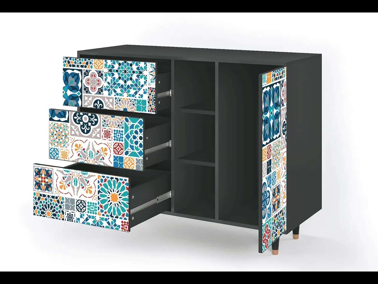Aparador - 125x98x48 cm - BS2 - Moroccan Market, Antracita