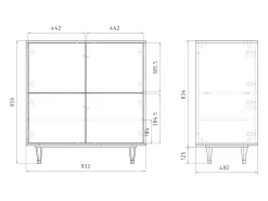 Aparador - 94x96x48 cm - BS3 - Moroccan Market, Gris