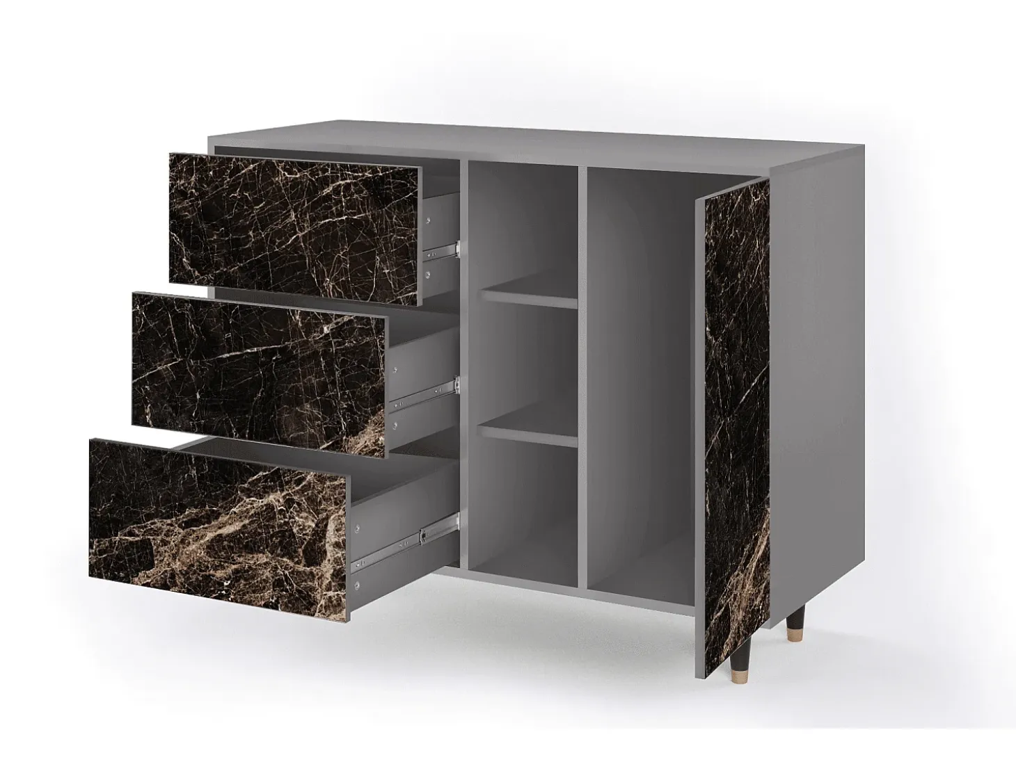 Aparador - 125x98x48 cm - BS2 - Night Abyss, Gris