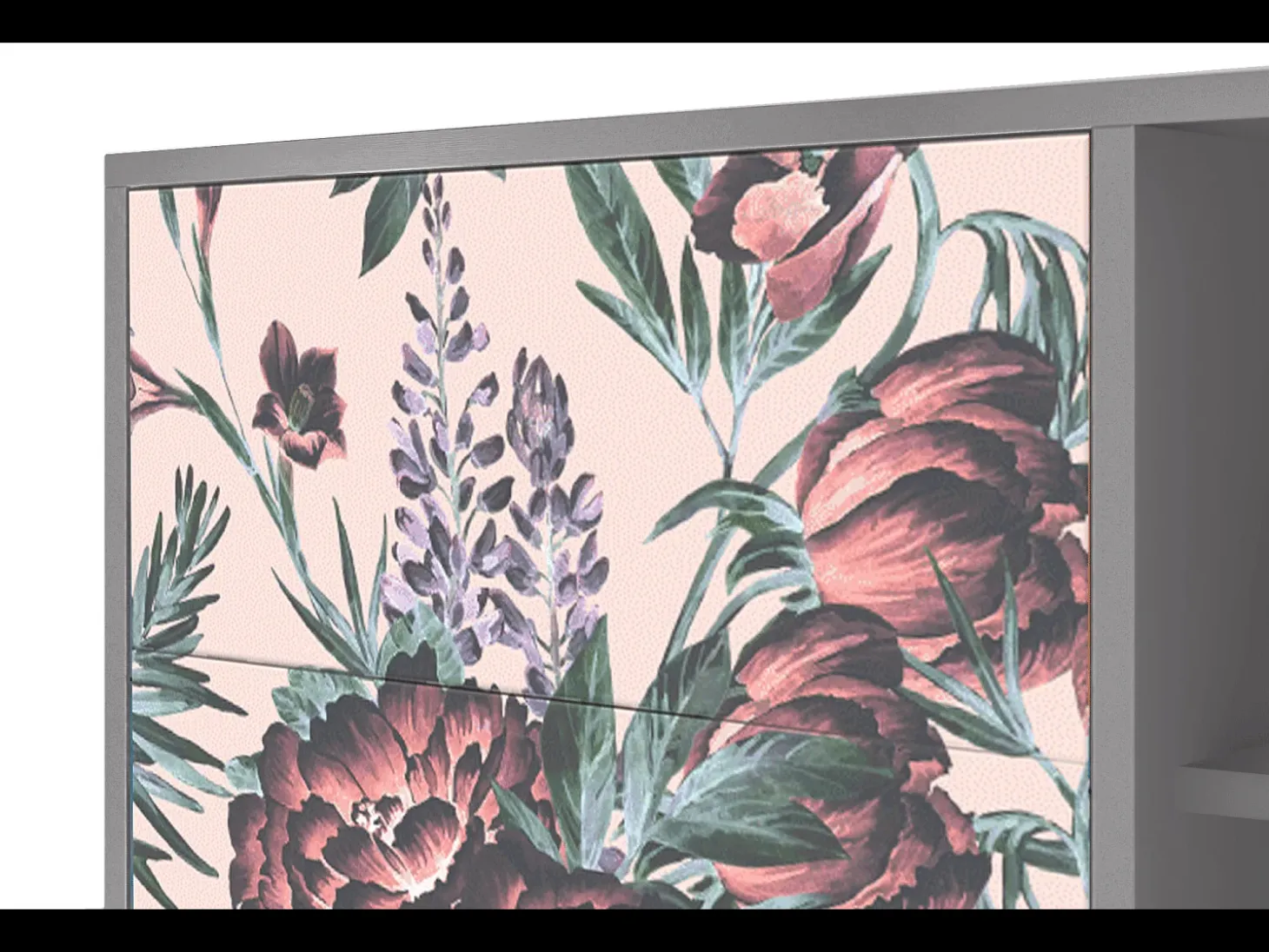 Aparador - 125x98x48 cm - BS2 - Peach Peonies, Gris