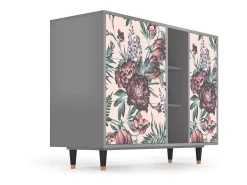 Aparador - 125x98x48 cm - BS2 - Peach Peonies, Gris