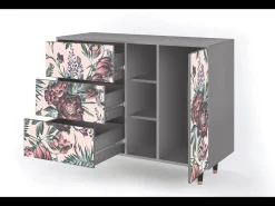 Aparador - 125x98x48 cm - BS2 - Peach Peonies, Gris