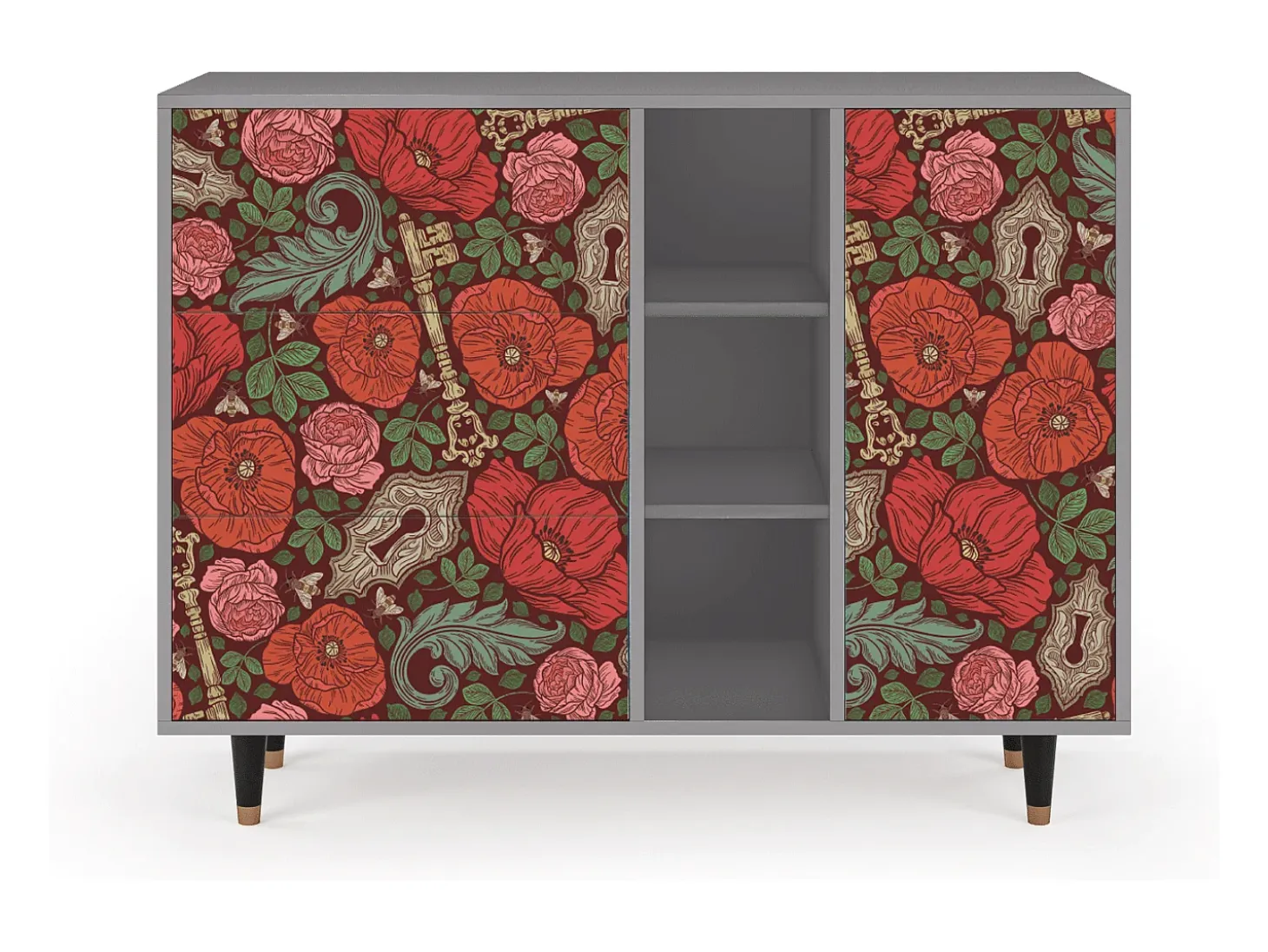 Aparador - 125x98x48 cm - BS2 - Poppy Garden, Gris