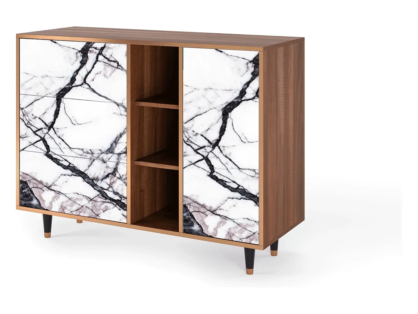 Aparador - 125x98x48 cm - BS2 - Raven Marble, Nogal