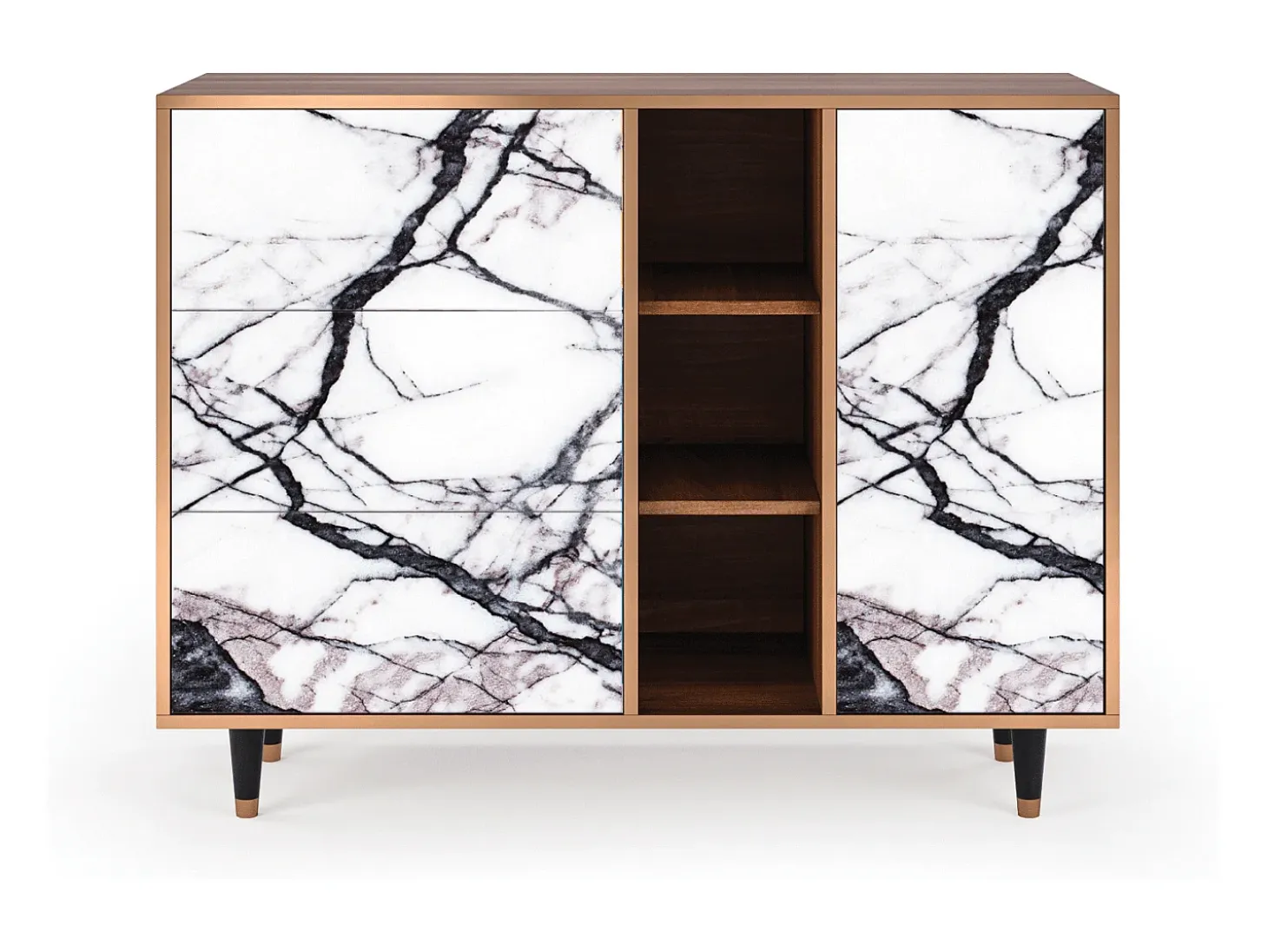 Aparador - 125x98x48 cm - BS2 - Raven Marble, Nogal