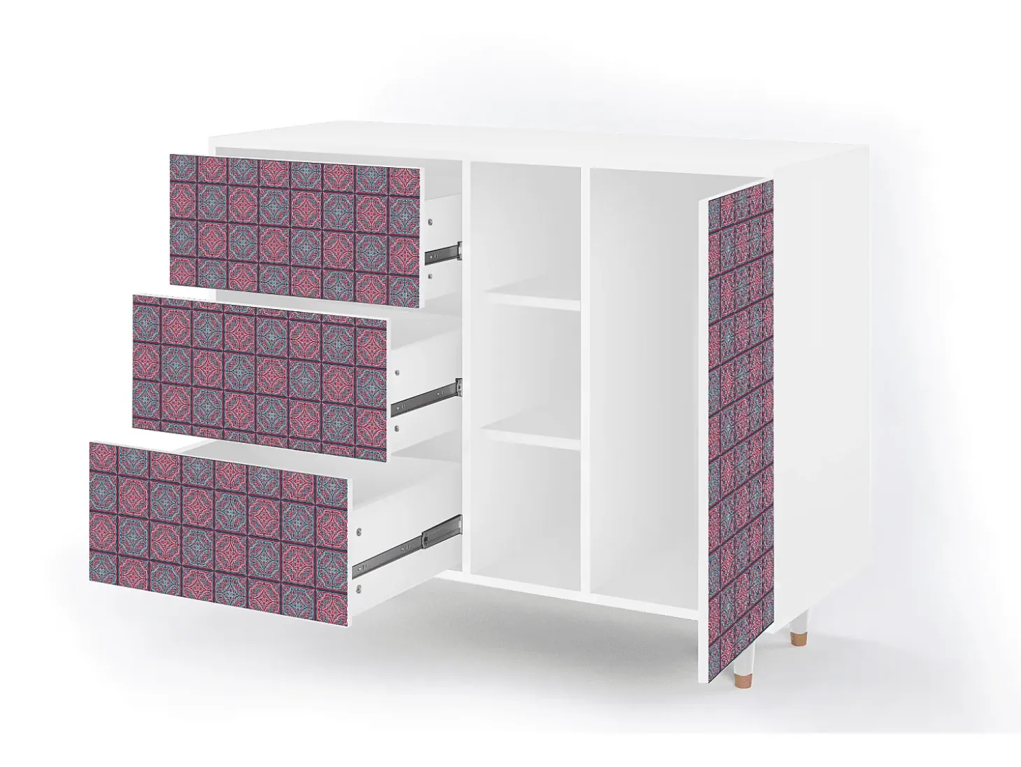 Aparador - 125x98x48 cm - BS2 - Riviera Mosaic, Blanco