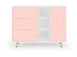 Aparador - 125x98x48 cm - BS2 - Rose Quartz, Blanco