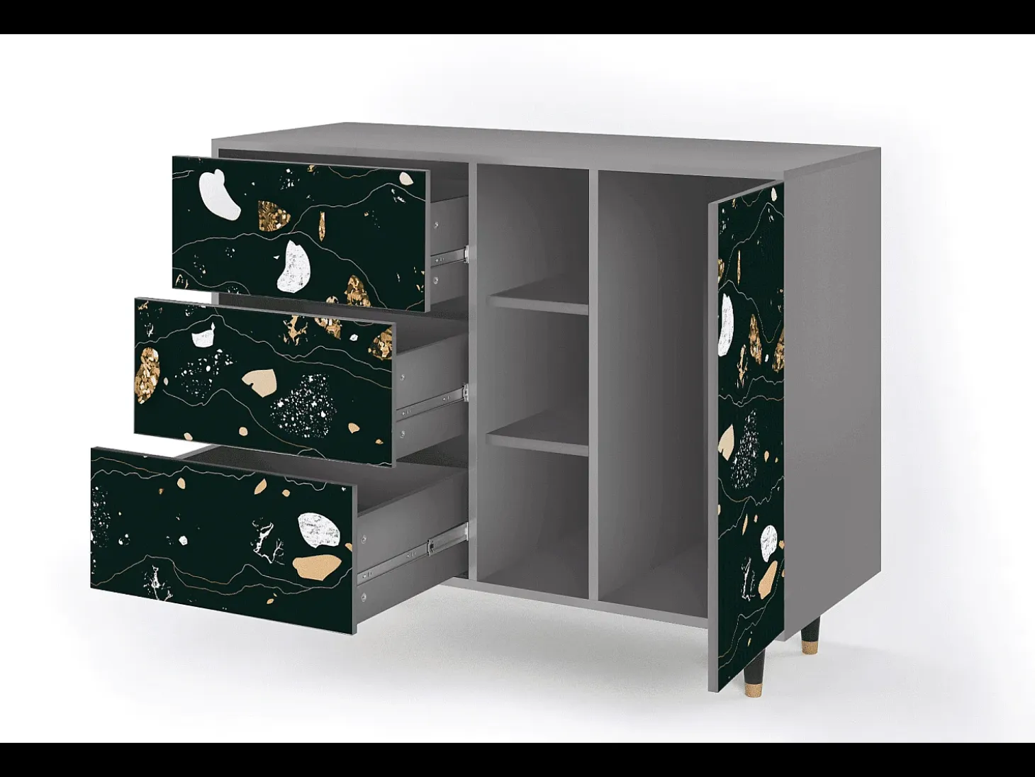 Aparador - 125x98x48 cm - BS2 - Space Rocks, Gris