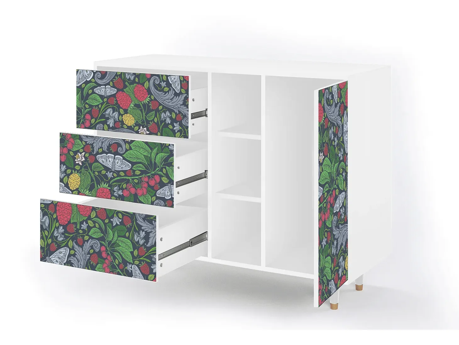 Aparador - 125x98x48 cm - BS2 - Summer Berries, Blanco