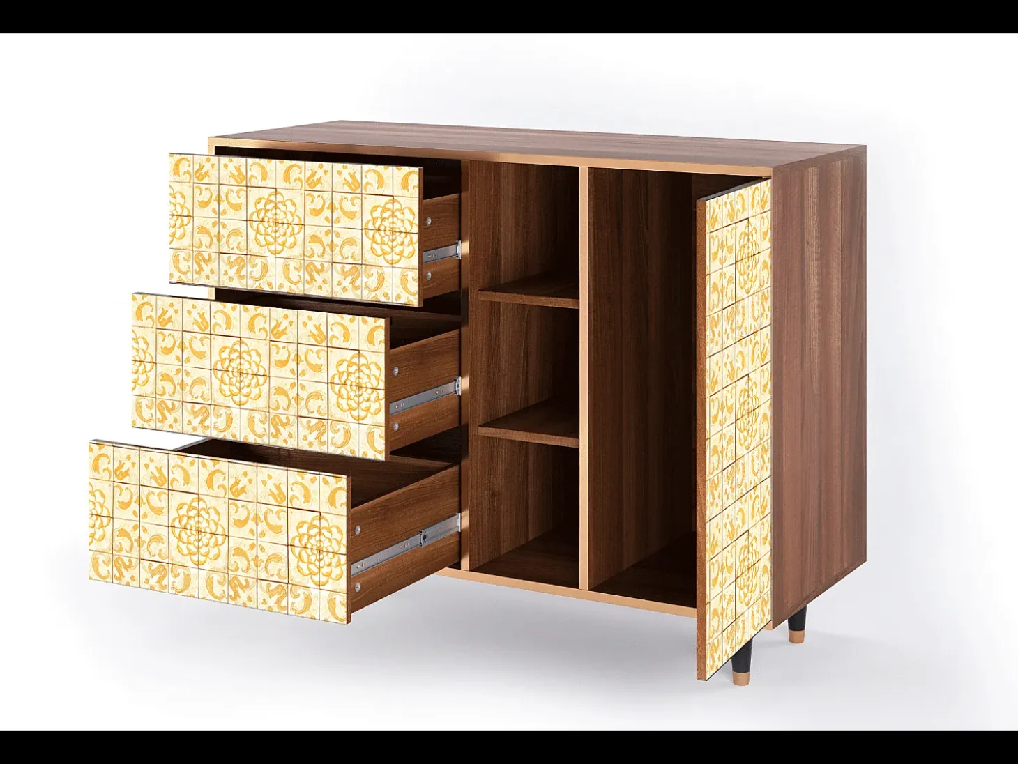 Aparador - 125x98x48 cm - BS2 - Sunshiny Tile, Nogal