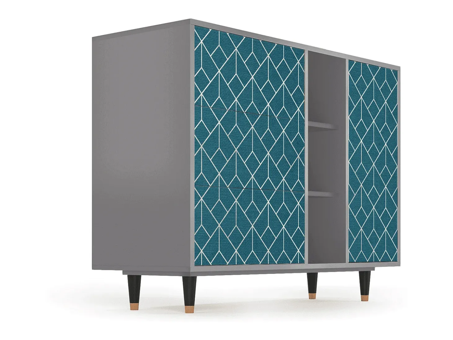 Aparador - 125x98x48 cm - BS2 - Turquoise Geometry, Gris